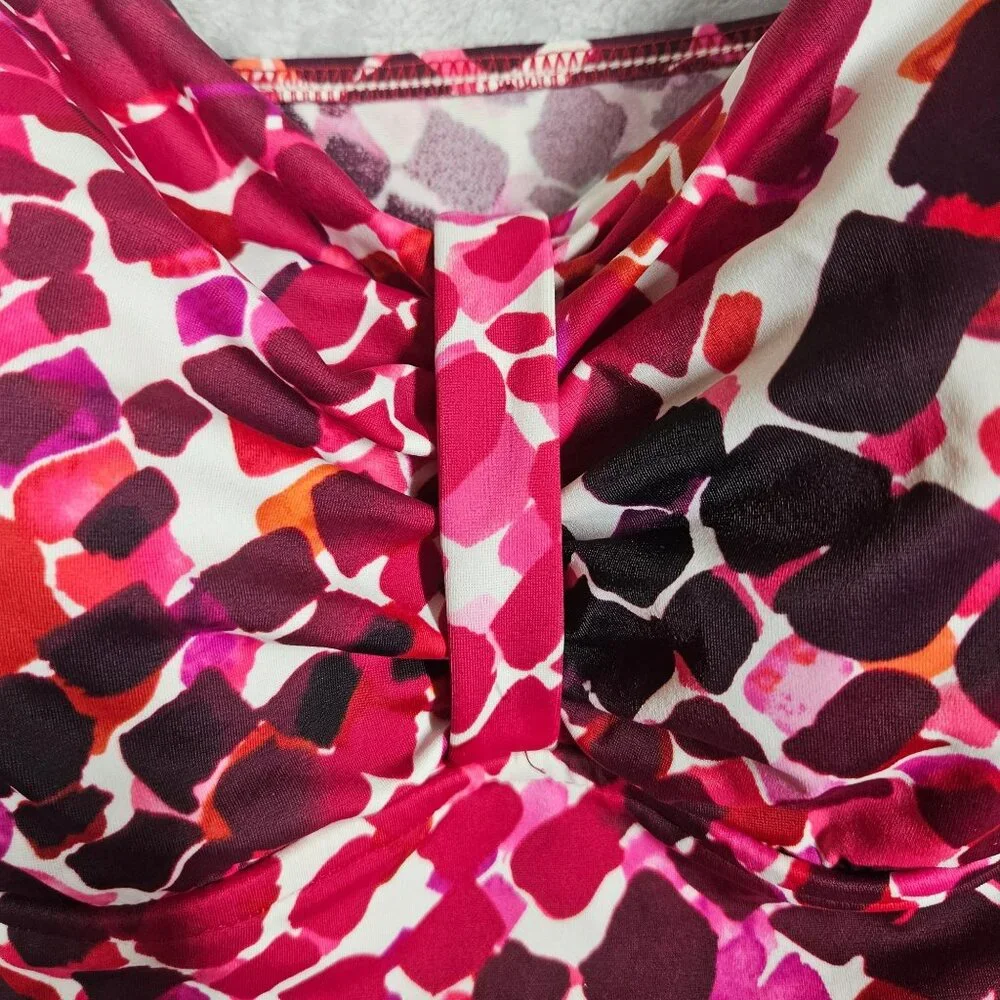 Penbrook swim top womens 14W pink red side gathered swim pool beach casual top